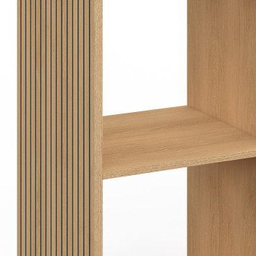 Meuble de rangement cube Faustine 9 case effet lattes