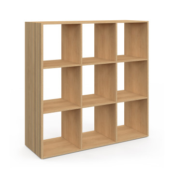 Meuble de rangement cube Faustine 9 case effet lattes