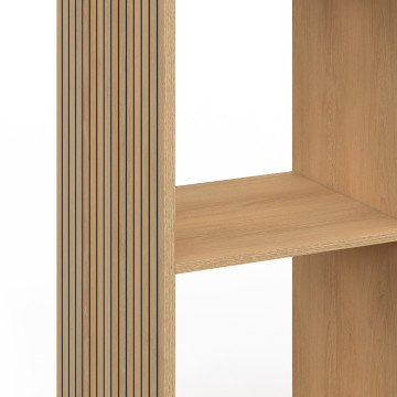 Meuble de rangement cube Faustine 9 case effet lattes