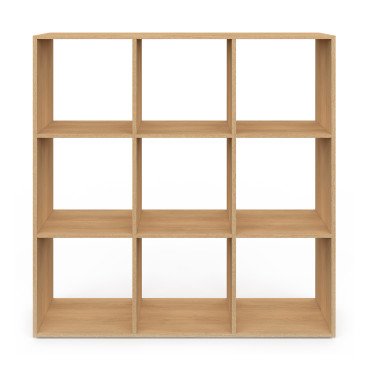 Meuble de rangement cube Faustine 9 case effet lattes