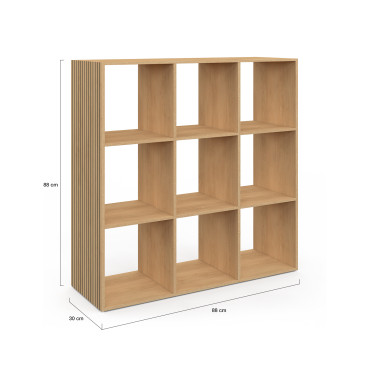 Meuble de rangement cube Faustine 9 case effet lattes