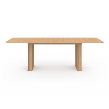 Table repas extensible Faustine 160-240cm bois pieds effet tasseaux