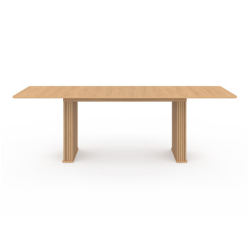 Table repas extensible Faustine 160-240cm bois pieds effet tasseaux