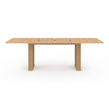 Table repas extensible Faustine 160-240cm bois pieds effet tasseaux