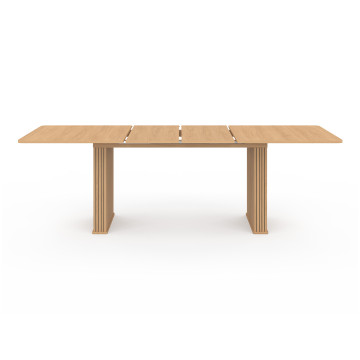 Table repas extensible Faustine 160-240cm bois pieds effet tasseaux