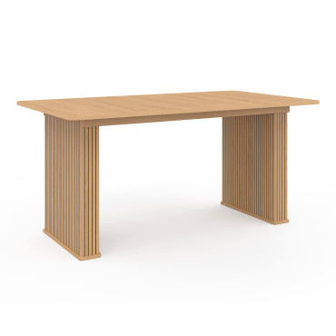 Table repas extensible Faustine 160-240cm bois pieds effet tasseaux