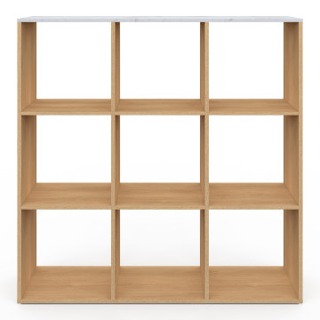 Meuble de rangement cube Marceau 9 case effet lattes et marbre