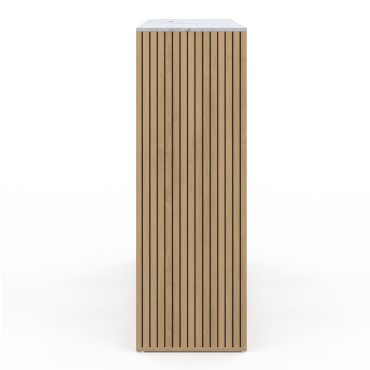 Meuble de rangement cube Marceau 9 case effet lattes et marbre