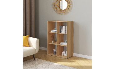 Meuble de rangement cube Faustine 6 case effet lattes