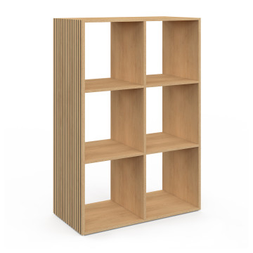 Meuble de rangement cube Faustine 6 case effet lattes