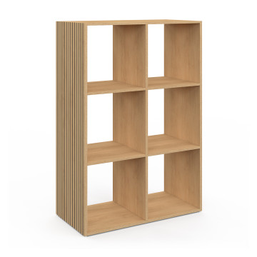 Meuble de rangement cube Faustine 6 case effet lattes