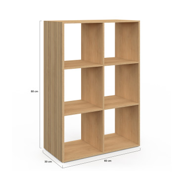 Meuble de rangement cube Faustine 6 case effet lattes