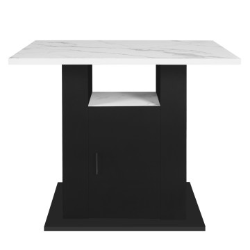 Ilot central de cuisine Théo L110cm effet marbre et noir
