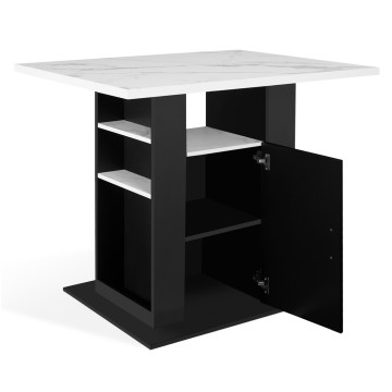 Ilot central de cuisine Théo L110cm effet marbre et noir