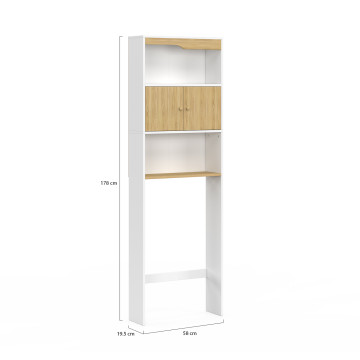 Meuble spécial dessus de WC avec placard bois et blanc