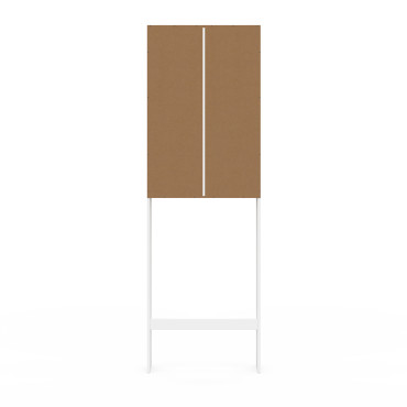 Meuble spécial dessus de WC avec placard bois et blanc