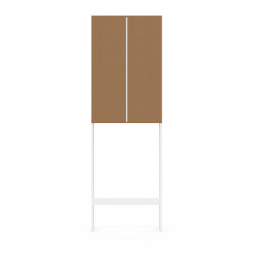 Meuble spécial dessus de WC avec placard bois et blanc