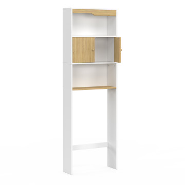 Meuble spécial dessus de WC avec placard bois et blanc