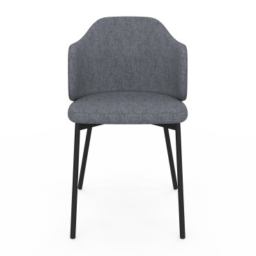 Chaises Tory assise en tissu gris foncé et pieds métal - lot de 4