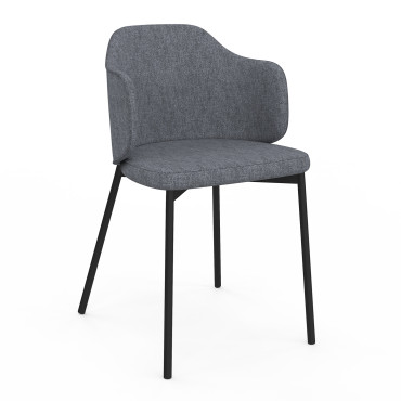 Chaises Tory assise en tissu gris foncé et pieds métal - lot de 4