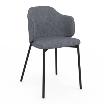 Chaises Tory assise en tissu gris foncé et pieds métal - lot de 4