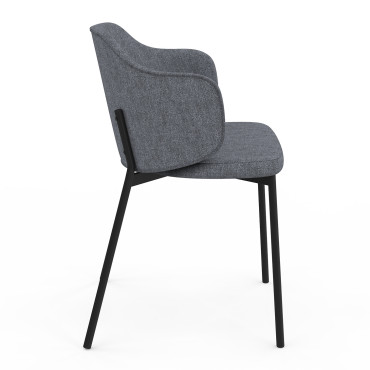 Chaises Tory assise en tissu gris foncé et pieds métal - lot de 4
