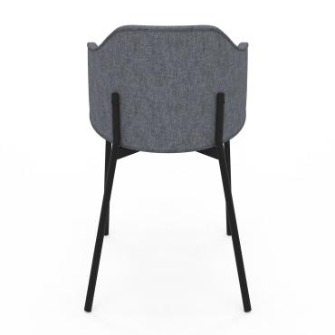 Chaises Tory assise en tissu gris foncé et pieds métal - lot de 4