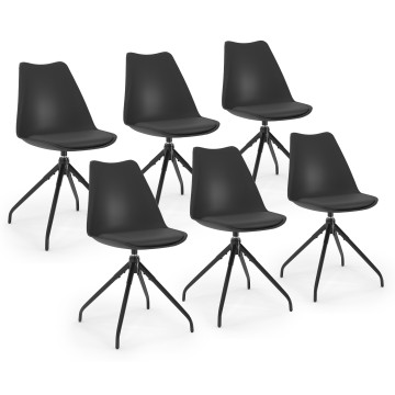 Chaises Nordia assise pivotante noire pieds métal - lot de 6