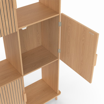 Etagère bibliothèque Faustine 6 niches effet lattes 143cm