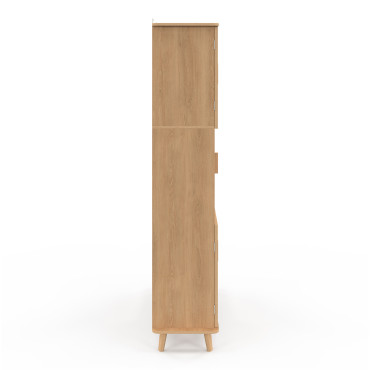 Etagère bibliothèque Faustine 6 niches effet lattes 143cm