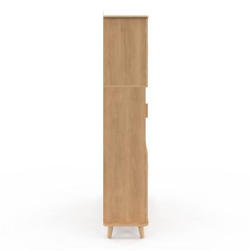 Etagère bibliothèque Faustine 6 niches effet lattes 143cm