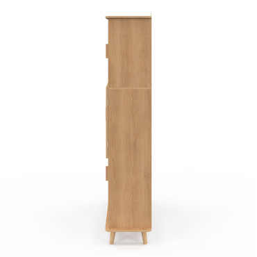 Etagère bibliothèque Faustine 6 niches effet lattes 143cm