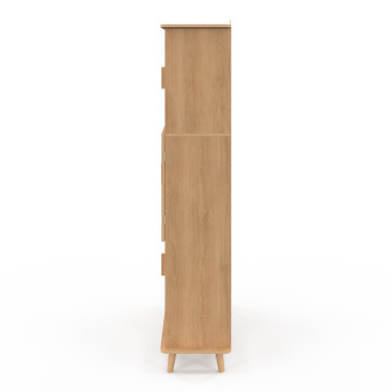 Etagère bibliothèque Faustine 6 niches effet lattes 143cm