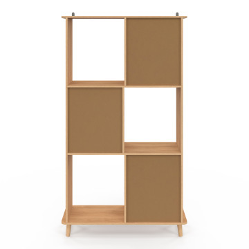Etagère bibliothèque Faustine 6 niches effet lattes 143cm
