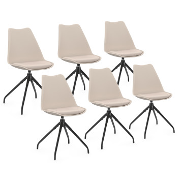 Chaises Nordia assise pivotante beige pieds métal - lot de 6