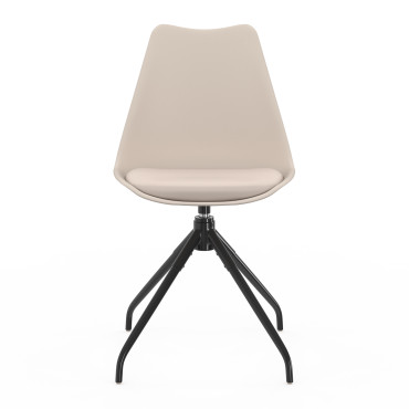 Chaises Nordia assise pivotante beige pieds métal - lot de 6