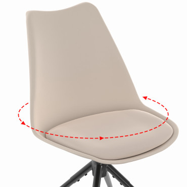 Chaises Nordia assise pivotante beige pieds métal - lot de 6