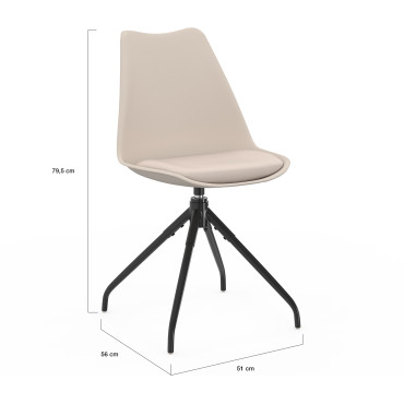 Chaises Nordia assise pivotante beige pieds métal - lot de 6