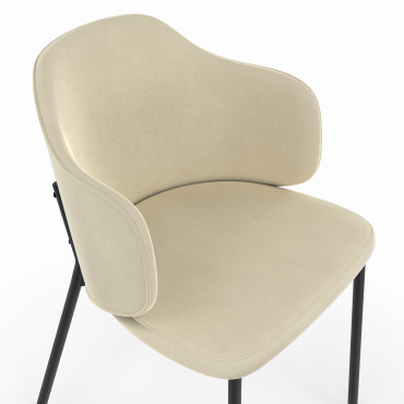 Chaises Tonya assise en velours crème et pieds métal - lot de 2