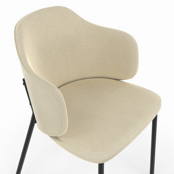Chaises Tonya assise en velours crème et pieds métal - lot de 2