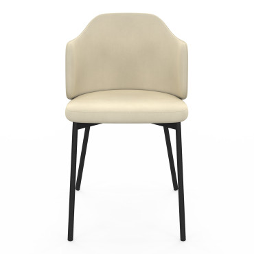 Chaises Tonya assise en velours crème et pieds métal - lot de 2