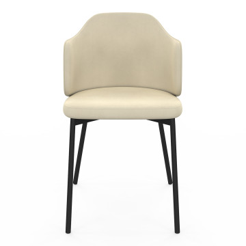 Chaises Tonya assise en velours crème et pieds métal - lot de 4