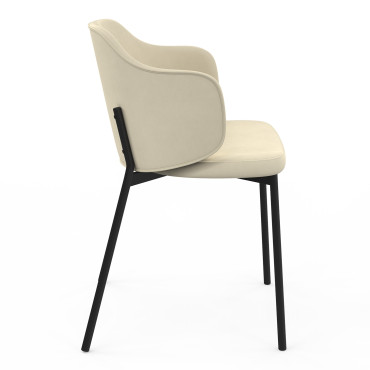 Chaises Tonya assise en velours crème et pieds métal - lot de 4