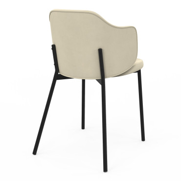Chaises Tonya assise en velours crème et pieds métal - lot de 4