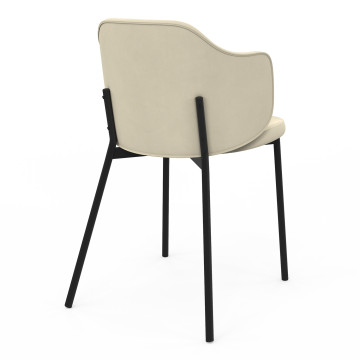 Chaises Tonya assise en velours crème et pieds métal - lot de 4