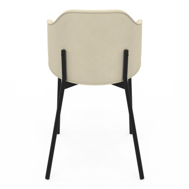 Chaises Tonya assise en velours crème et pieds métal - lot de 4