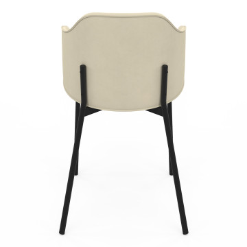 Chaises Tonya assise en velours crème et pieds métal - lot de 4