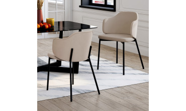 Chaises Tonya assise en velours taupe et pieds métal - lot de 2
