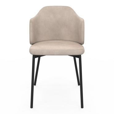 Chaises Tonya assise en velours taupe et pieds métal - lot de 2