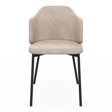 Chaises Tonya assise en velours taupe et pieds métal - lot de 2